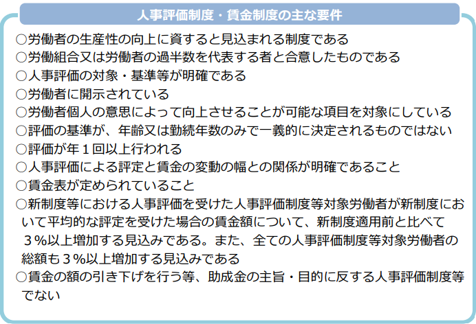 人事評価制度・賃金制度の主な要件